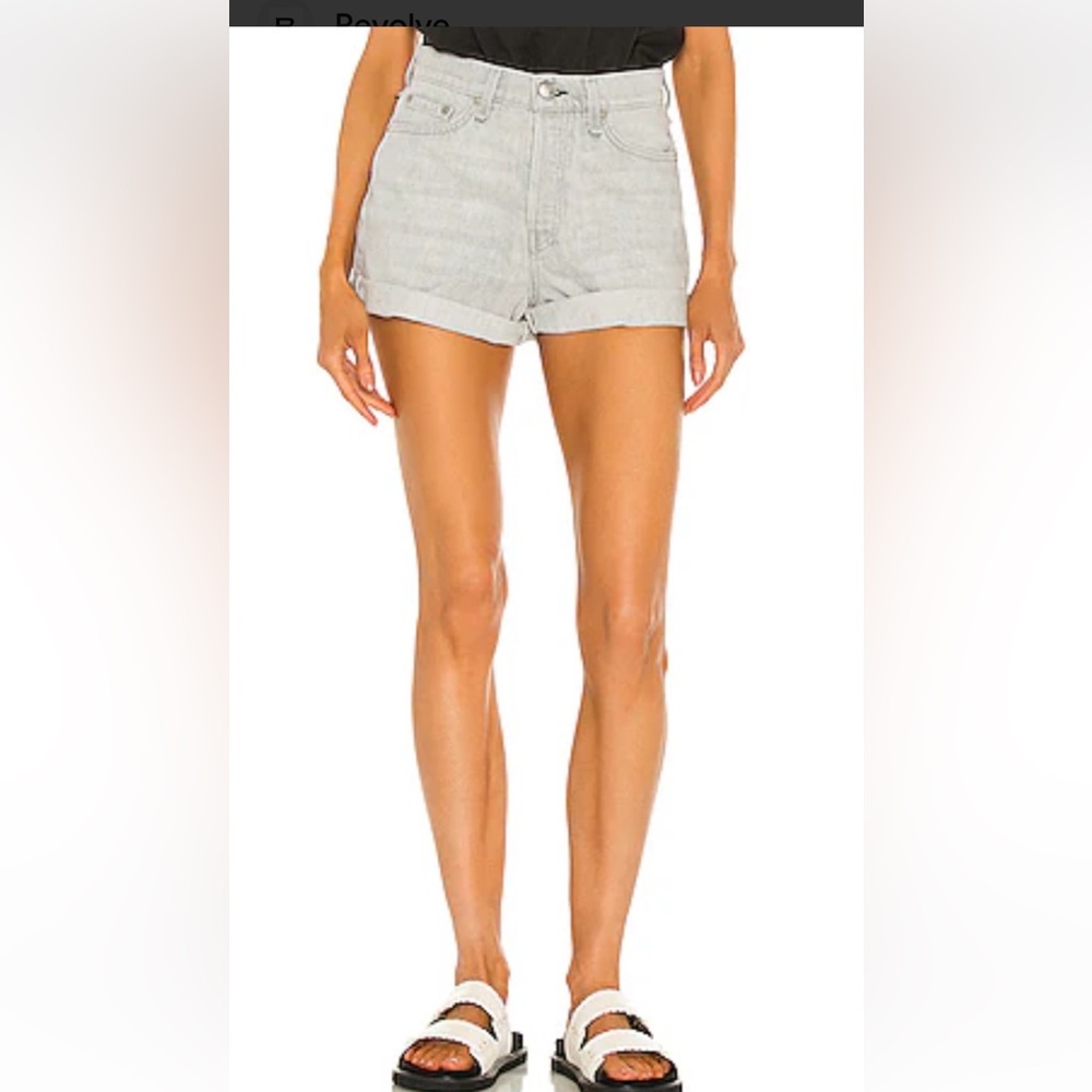 rag & bone Light Gray Blue Maya High-Rise Rolled Hem Denim Shorty Shorts Size 25